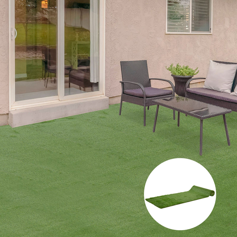 156" x 39.6" Fake Grass w/ Drain Holes for Rain & Comfort Feel, 1.6" Height