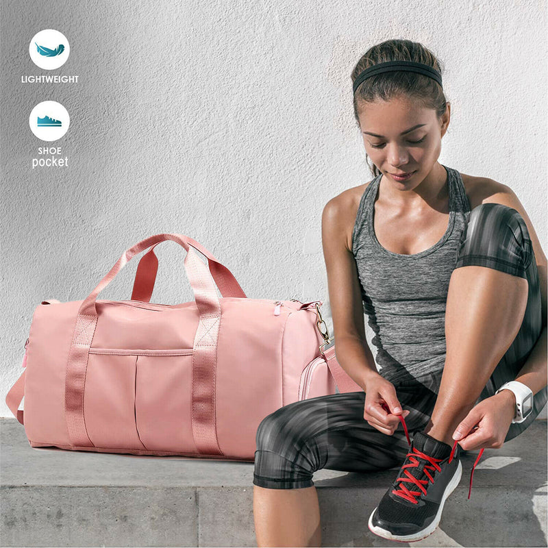 Women Dry Wet Separated Gym Bag with Shoes Compartment for Sport & Travel, Pink