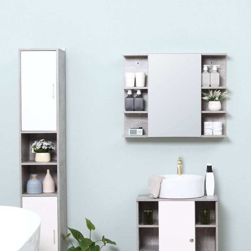 32" x 8" Medicine Cabinet Bathroom Wall Cabinet w/ Mirror Door Storage Shelf