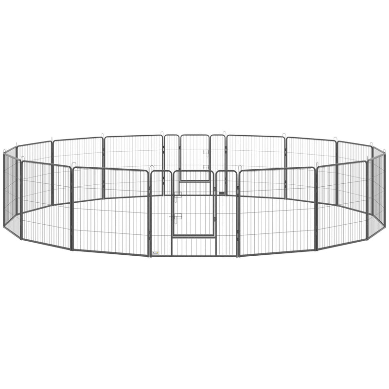 16 Panels Pet Playpen, 31.5" Heavy-Duty Dog Fence DIY Design w/ Doors, Latch