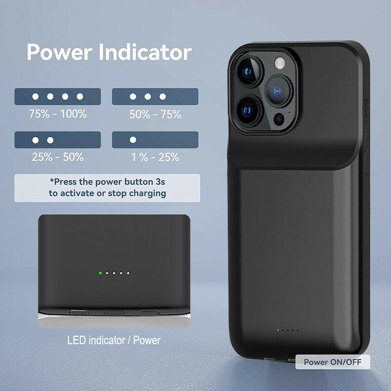 [8000mAh] 15W Qi+20W PD Fast Portable Battery Pack Power Case for iPhone 13 Pro