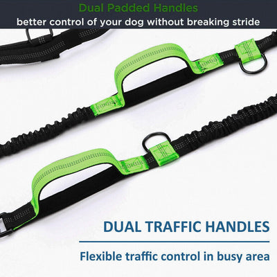 Hands Free Dog Leash Adjustable Waist Belt with Dual Bungees for Running&Jogging