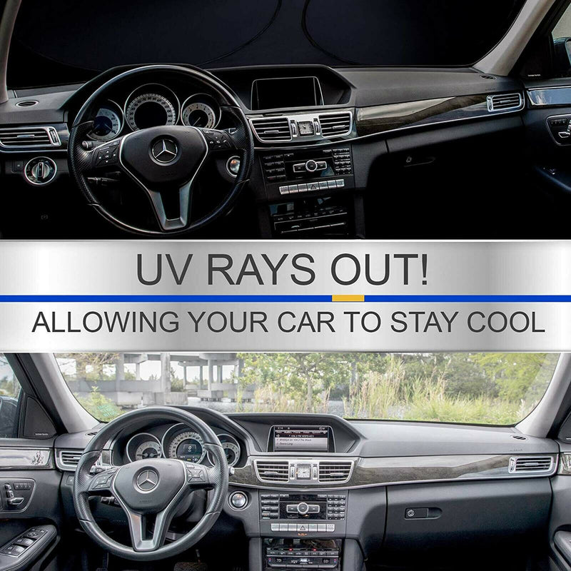 2X Car Front Windshield Shades Block UV Ray Sun Visor Protector [63x35 inches]