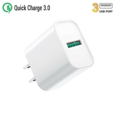 18W QC 3.0 USB Wall Charger Fast Charging For Galaxy S20 Note 10, iPhone 11 XS 8