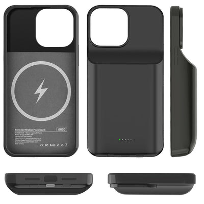 8000mAh 15W Wireless Charging Extended Battery Case for Apple iPhone 13 Pro Max