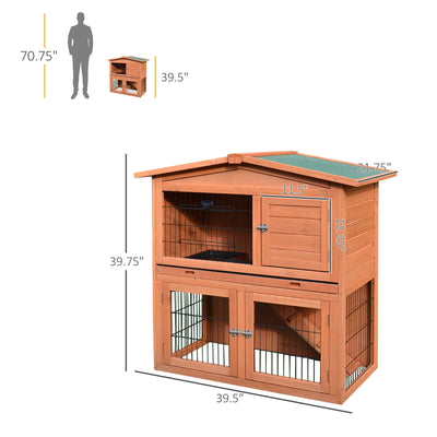 40&quot;New A-Frame Wood Wooden Rabbit Hutch Small Animal House Pet Cage Chicken Coop