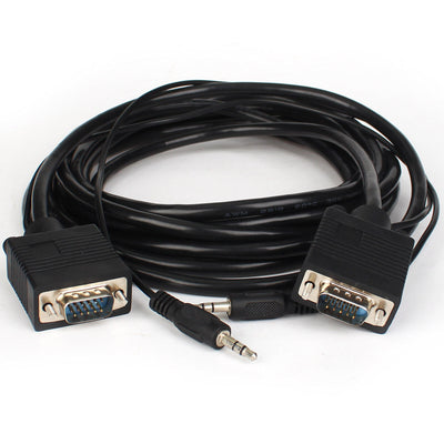 VGA SVGA Monitor Cable Support Full HD Display HDTV w/ 3.5mm Stereo Audio - 10FT