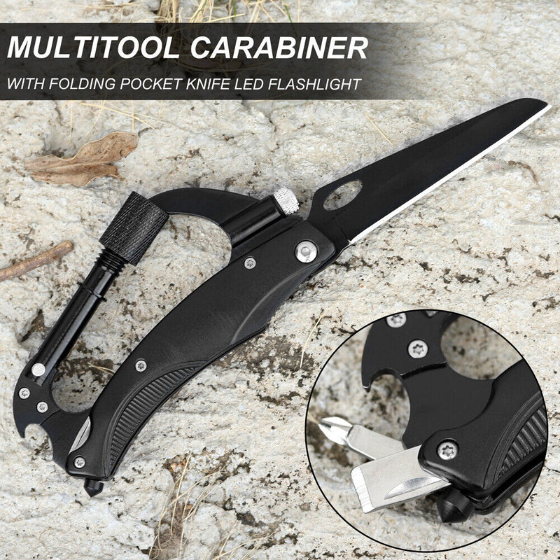 Multitool Carabiner, Tactical Carabiners Keychain, EDC Survival Gear for Camping