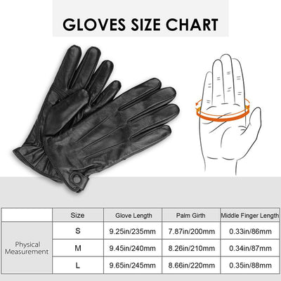 Men's Genuine Sheepskin Leather Gloves w/Cashmere Lined Touchscreen Warm Gloves