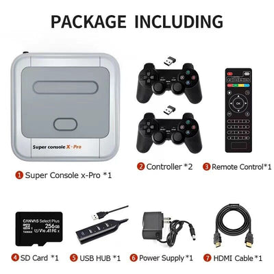 Super Game Console X Pro Retro Video Games 50000+ WiFi 4k HDMI TV 2 Controllers