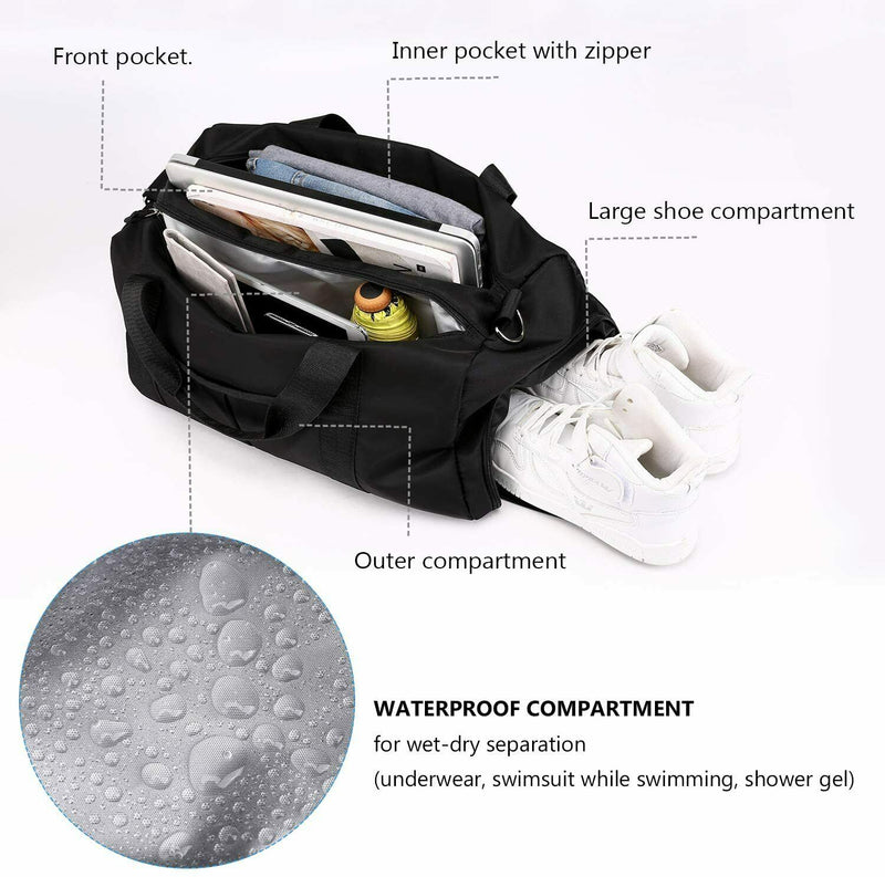 Sports Gym Bag with Wet Pocket & Shoes Compartment for Men and Women Lightweight