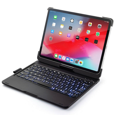 For iPad 6 7th, Air 3rd, Pro 11" 12.9" Rotatable Backlit Wireless Keyboard Case