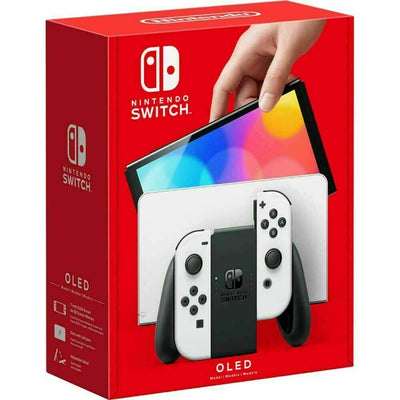 Nintendo Switch (OLED Model) Console White ,  Neon Red/Blue Joy-con >Brand New <