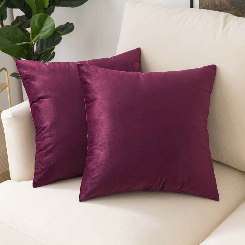 2x Modern Solid Color Square Velvet Soft Throw Pillow Case Covers, Skin-friendly