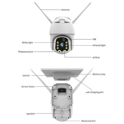 1080P Wireless WIFI Outdoor Security Camera Battery/Solar Powered Day Night