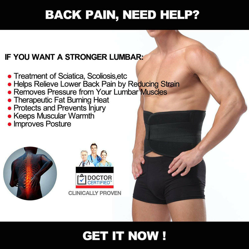 Lumbar Support Belt - WIDE Protection, Adjustable Compression & Breathable,Black