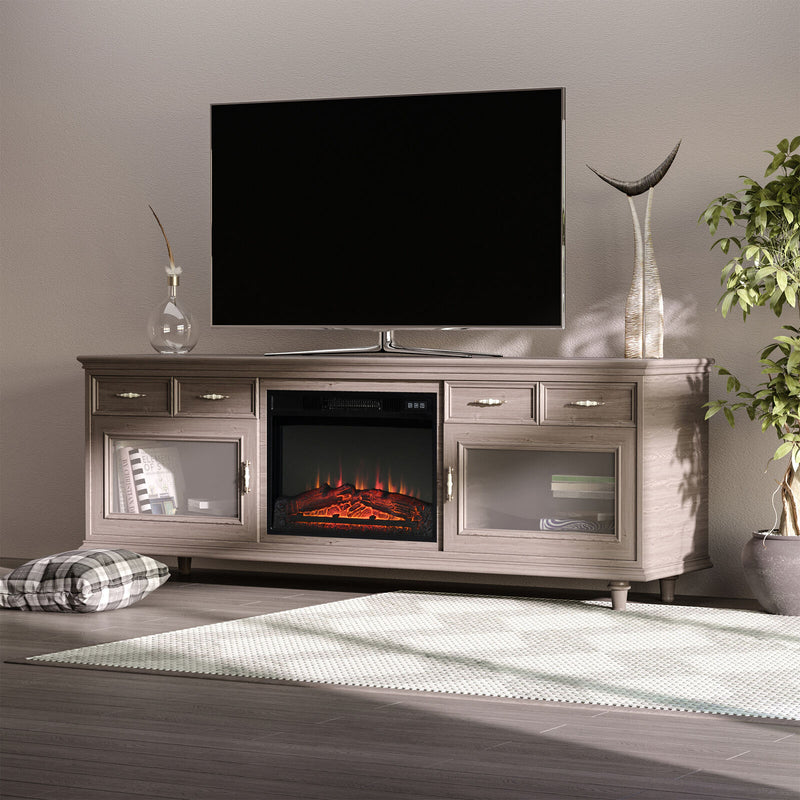 Electric Fireplace Insert, Recessed Fireplace Heater with Realistic Log Flames