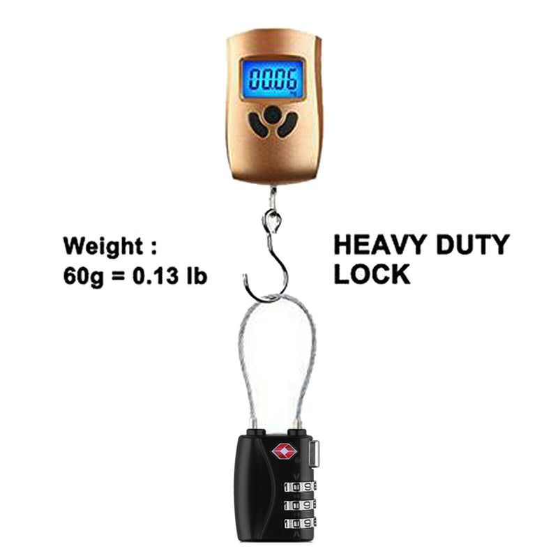 Mini & Lightweight Cable Locks Padlock TSA Approved Luggage Heavy Duty Lock