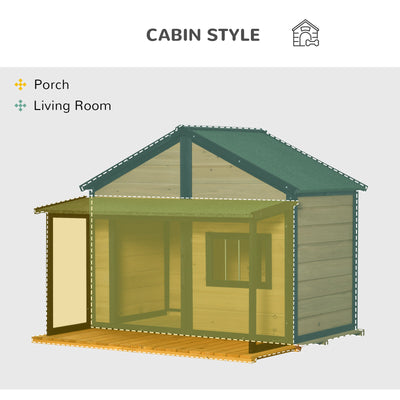 Outdoor Wooden Raised Cabin Dog House w/ Porch, Medium/Large, 53 Lbs., Yellow 196393161319