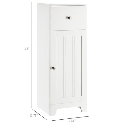 kleankin Small Bathroom Floor Storage Cabinet w/ 1 Drawer and Adjustable Shelf