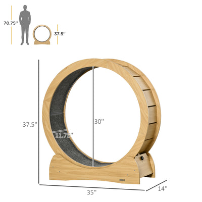 Cat Exercise Wheel Treadmill with Natural Wood Grain, Cat Spinning Wheel