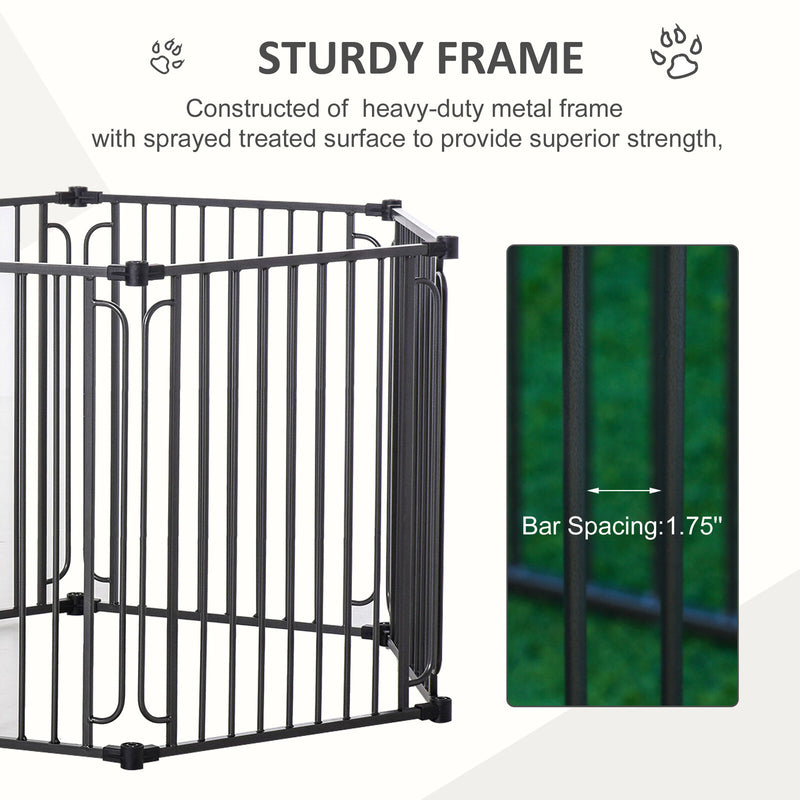 Outdoor Pet Playpen with Door & Removable Cover 10 Panels Puppy Crate Fence