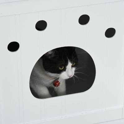 Cat Washroom Pet Litter Box Enclosure Kitten House End Table Hideaway Cabinet