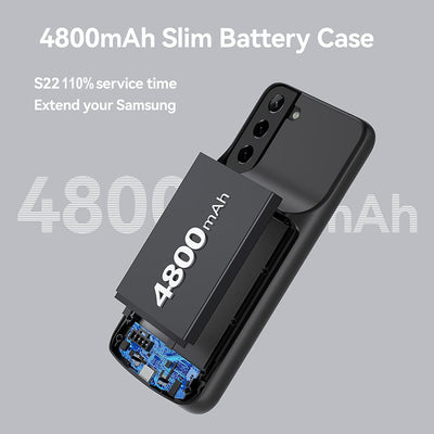 For Galaxy S22/S22 Plus/S22 Ultra Battery Charging Case Cover Power Bank, Black