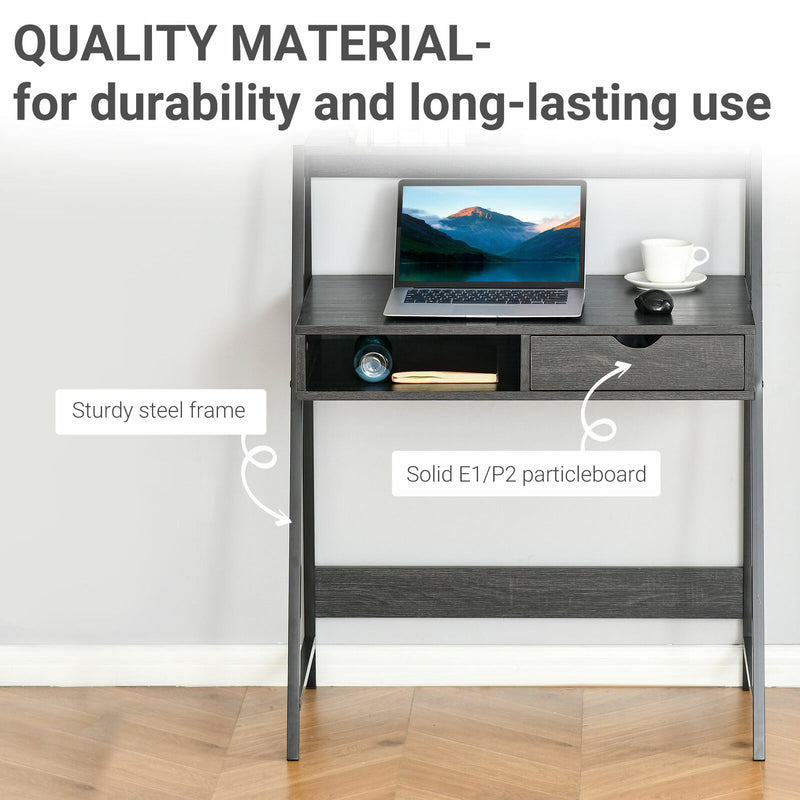 Computer Desk for Small Spaces School Student Desk w/ Drawer and Storage Shelves