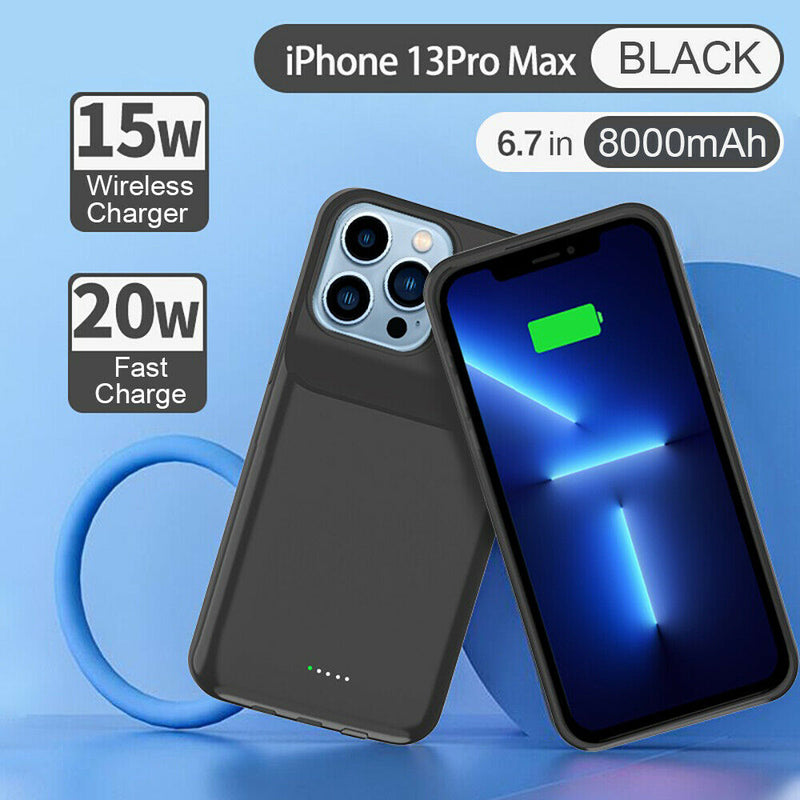 [8000mAh] 15W Qi+20W PD Fast Portable Battery Pack Power Case for iPhone 13 Pro