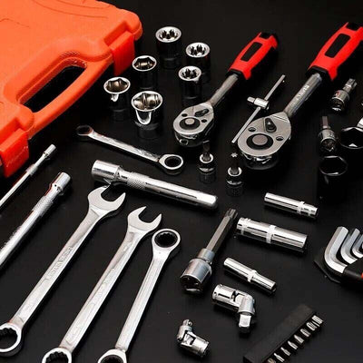 121PCS 1/4” &amp; 3/8” &amp; 1/2”  Socket Ratchet Spanner Wrench Set Repair Tool Kit