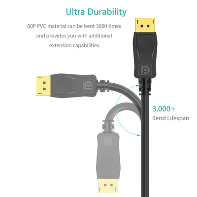 Gold Plated DisplayPort to DisplayPort Cable 6Feet - 4K Resolution Ready 4K@30Hz