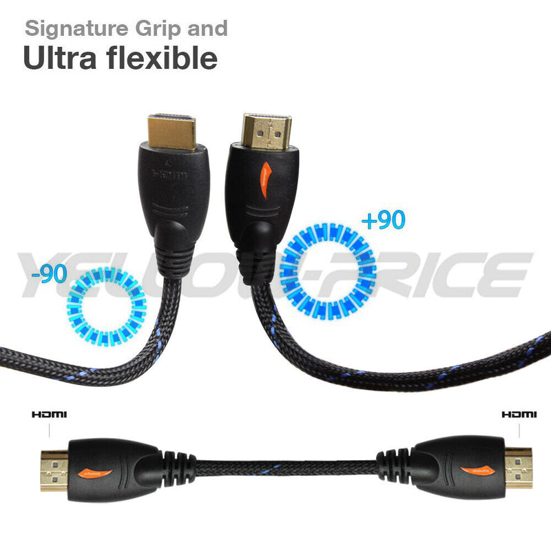 1080P HDMI Cable v1.4 High Speed 3D 30ft Long Wire Cord Braided With Ethernet CA