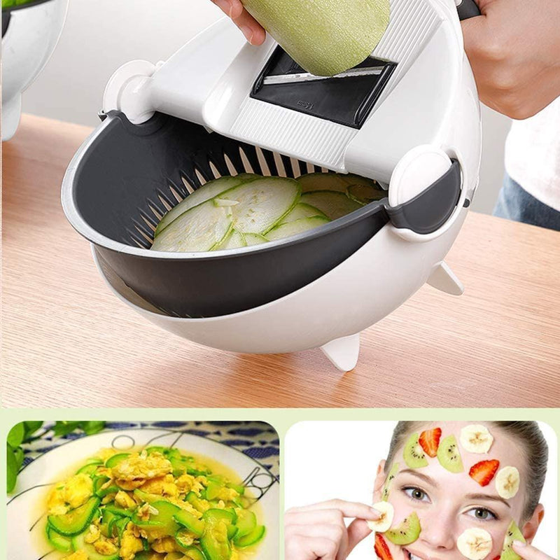 9 in 1 Multi-functional Durable Vegetable Fruit Cutter Slicer Drain Basket CA