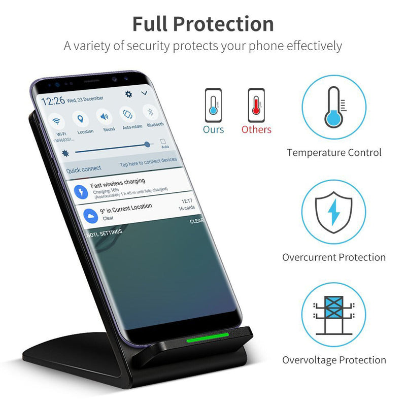 15W Max Qi-Certified Fast Wireless Charging Stand for Galaxy S20+ 10 9 Note 10 9