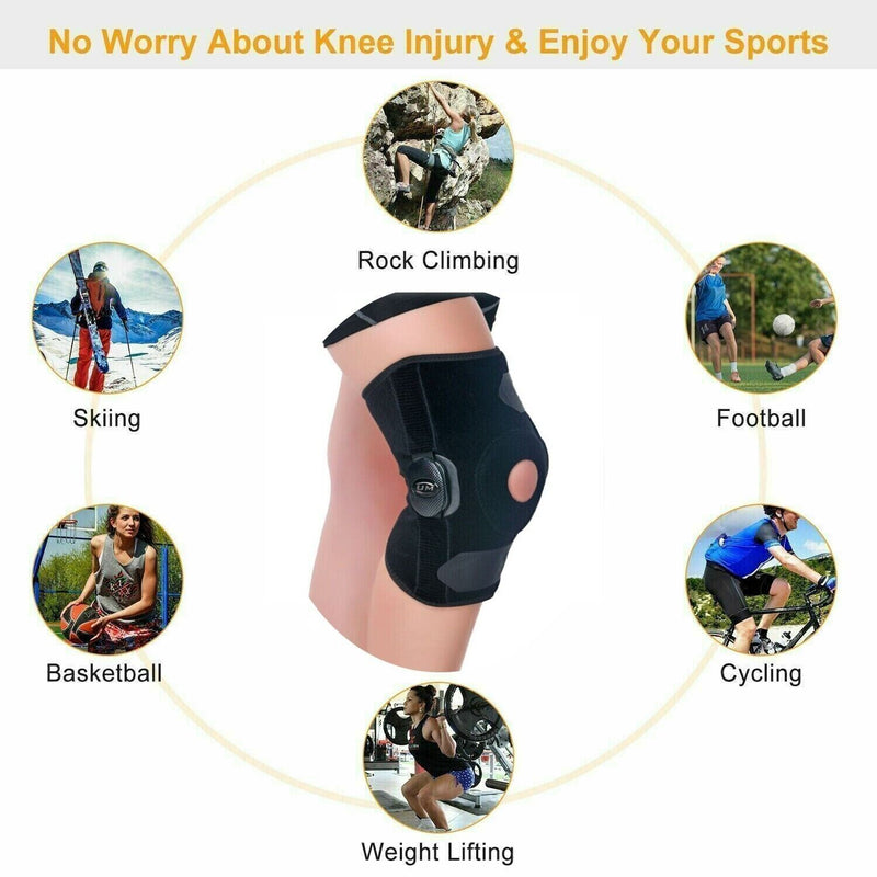 Knee Hinged Brace Open Patella Compression Support Wrap Meniscus Joint Arthritis