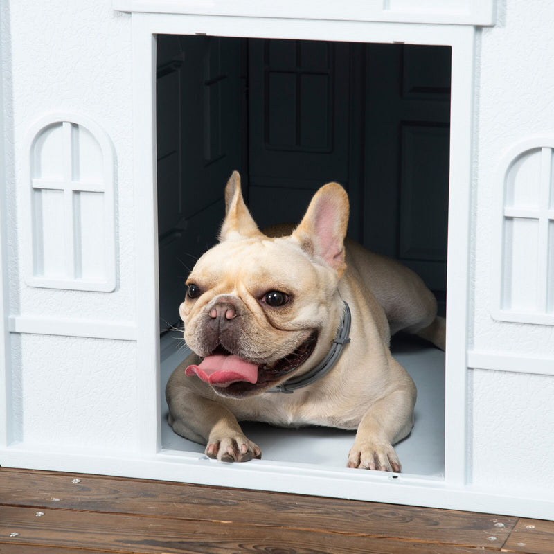 Plastic Dog House for Medium Dogs, Puppy Shelter Kennel w/ Door Opening, Blue