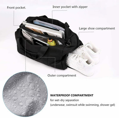 Gym Duffle Bag With Swimming Set [PU Cap & Anti-Fog Goggles & Quick Dry Trunks]