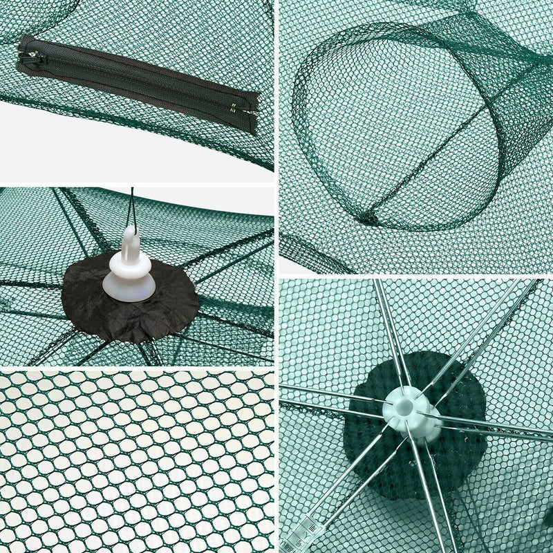 Foldable 6 holes Fishing Bait Trap Crab Net Shrimp Cast Cage Fish umbrella CA