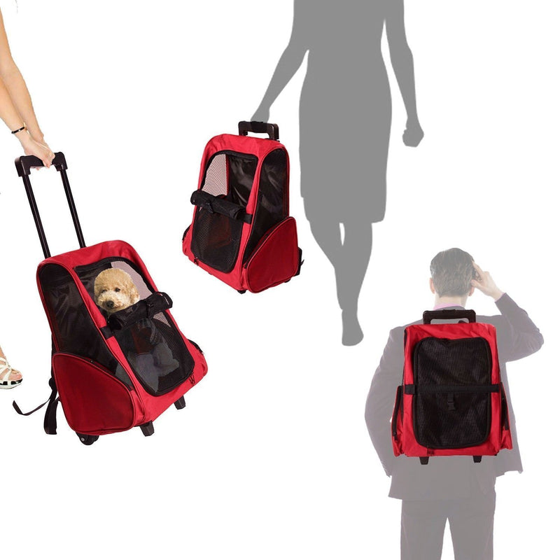 PawHut 4in1 Pet Backpack Carrier Car seat Dog Cat Rolling Luggage Crates