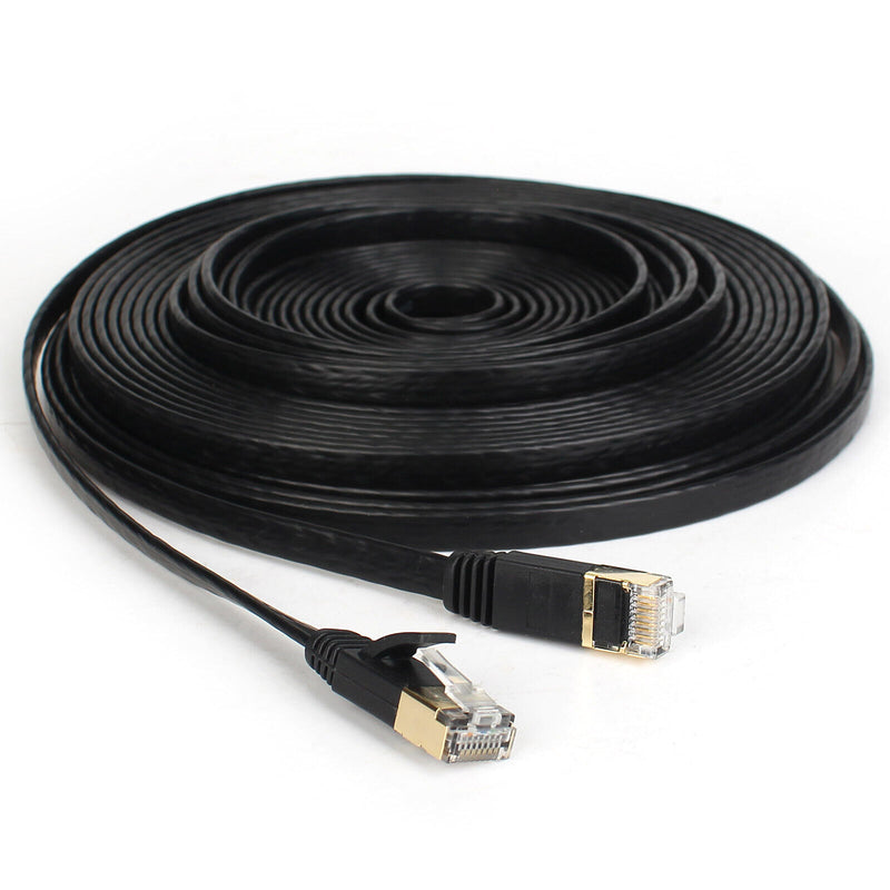 CAT.7 Flat Ethernet Cable 6ft 10ft 25ft 50ft 75ft 100ft 10Gbps 600MHz 10000Mbit