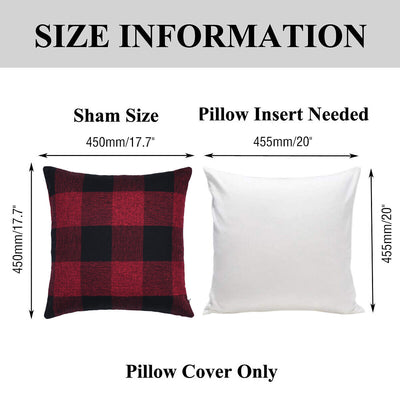 Set of 2 Cotton Linen Classic Red&Black Check Buffalo Plaids Throw Pillow Cases