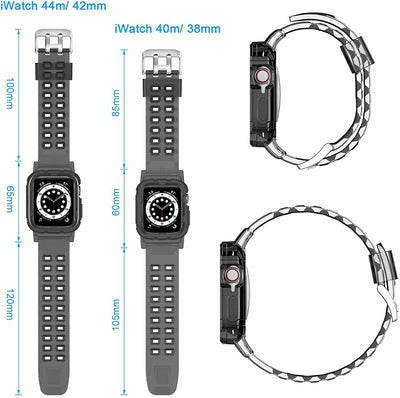 [Black/Clear] Uni-body Protective Bumper Band For Apple Watch Series 6 / SE-44MM