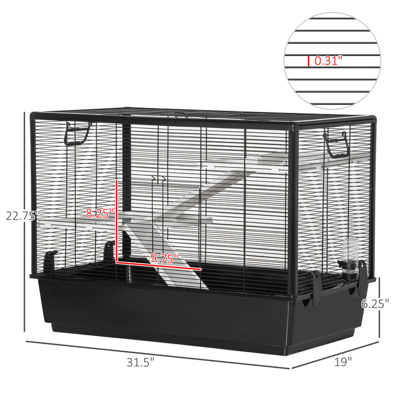 Small Animal Cage with Easy-Grip Handles, Metal Chinchilla Cage, Hedgehog Cage