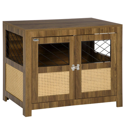 Small to Medium Sized Dog Kennel Furniture Indoors with Rattan and Double Doors