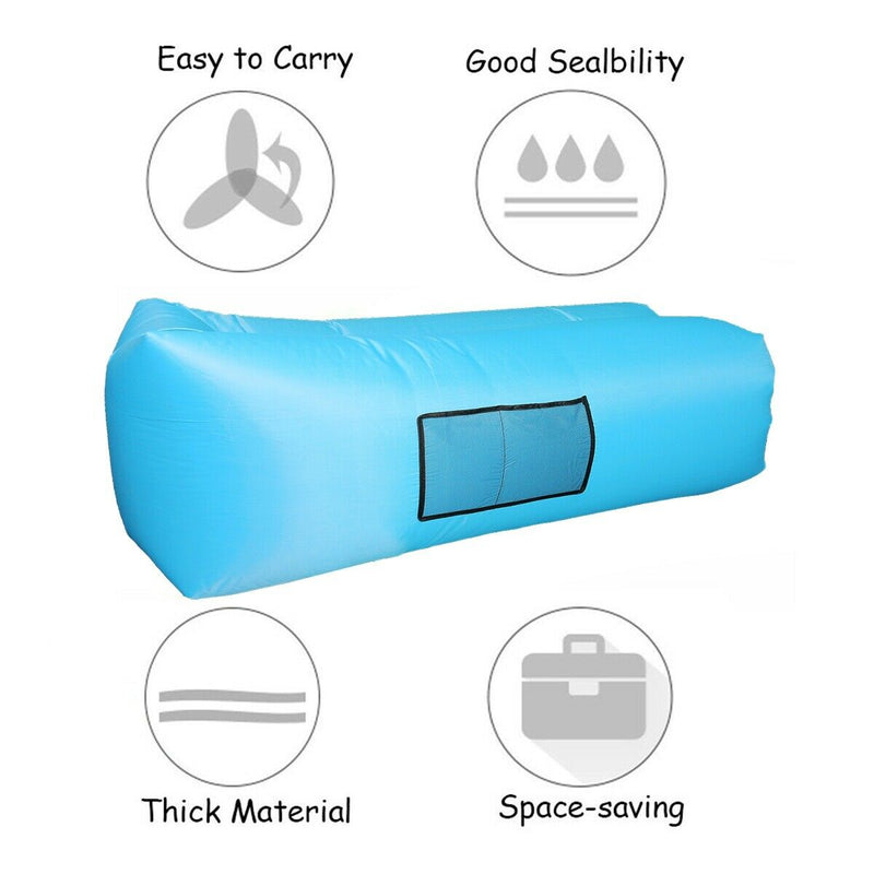 Inflatable Lounger Sofa Bed with Travel Bag Pouch for Travel, Camping, Picnics