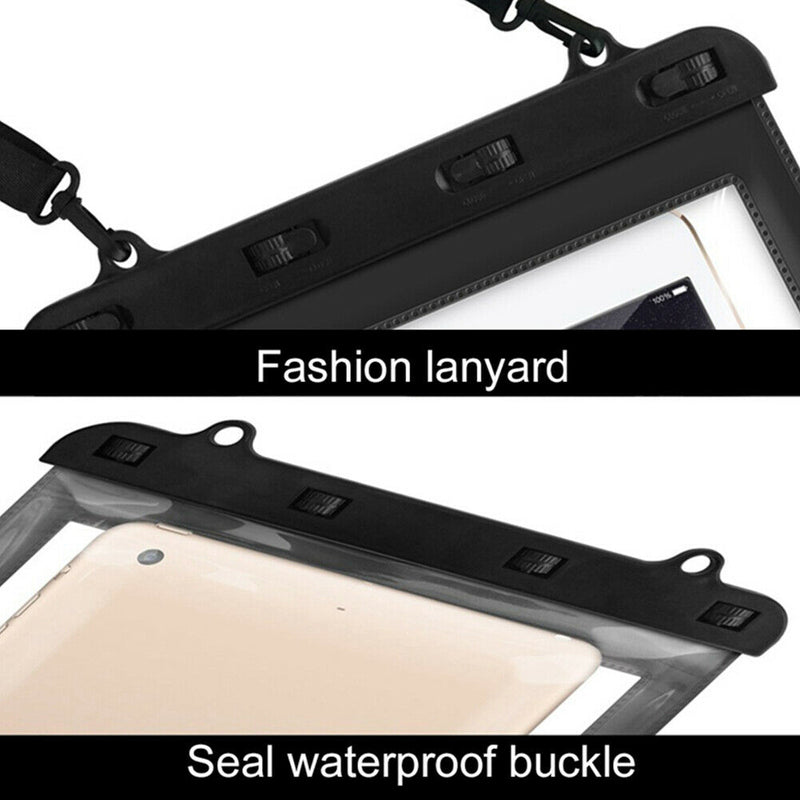 IPX8 Waterproof Tablet Case Dry Pouch w/Lanyard&Transparent Windows,up to 11inch