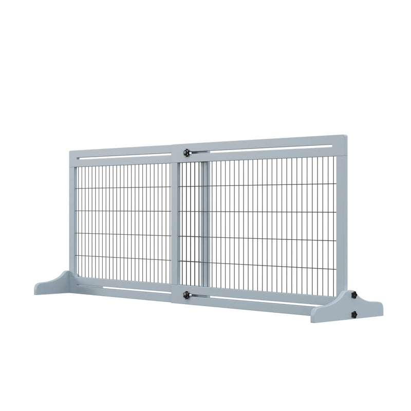 72&quot; Extra Wide Freestanding Pets Gate, No-Mount Adjustable Barrier, Blue-grey 196393066614