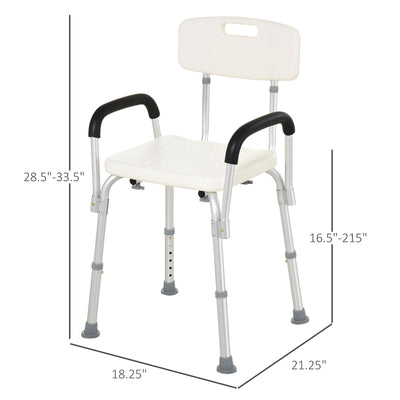 Adjustable Medical Shower Chair Quick Release Bathtub w/ Arm Backrest