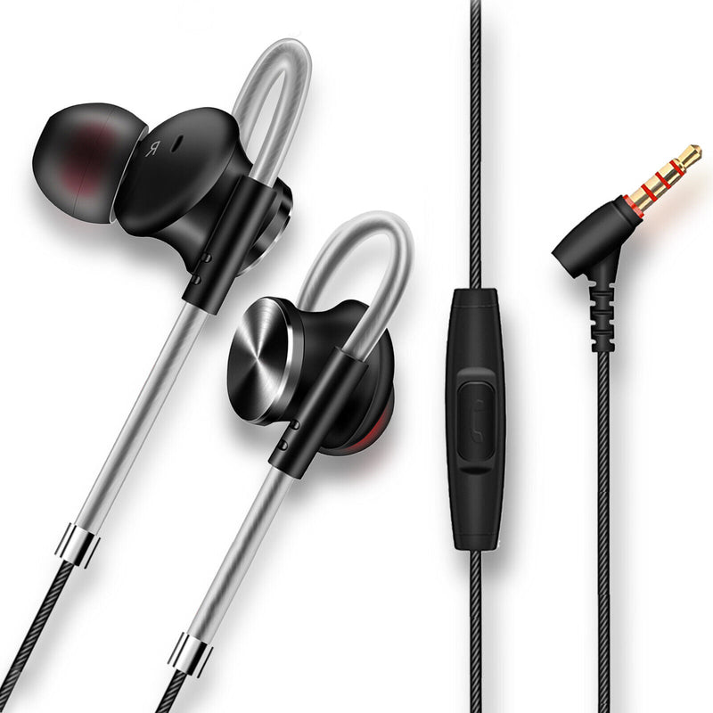 Wired Earphones w/ 3.5mm Plug - Tangle Free, Magnetic, Built In Mic and Controls